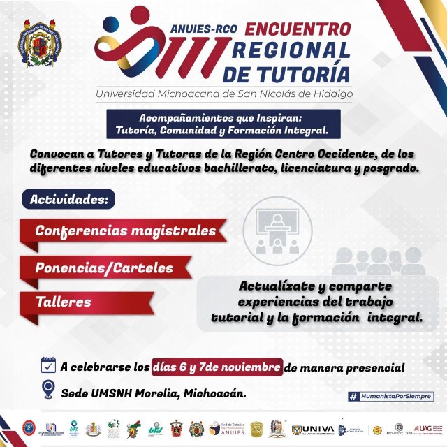 Tutores de la Región Centro Occidente de la ANUIES se reunirán en la UMSNH
