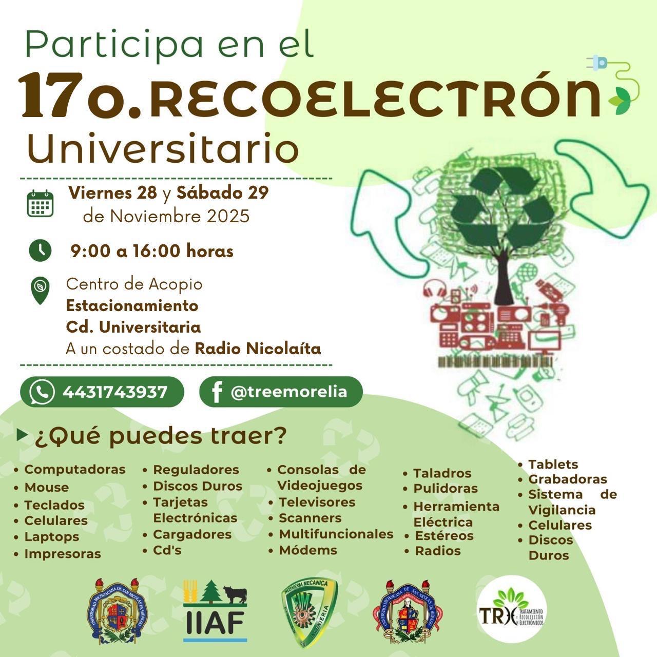28 y 29 de noviembre se llevará a cabo el Recoelectrón Universitario 