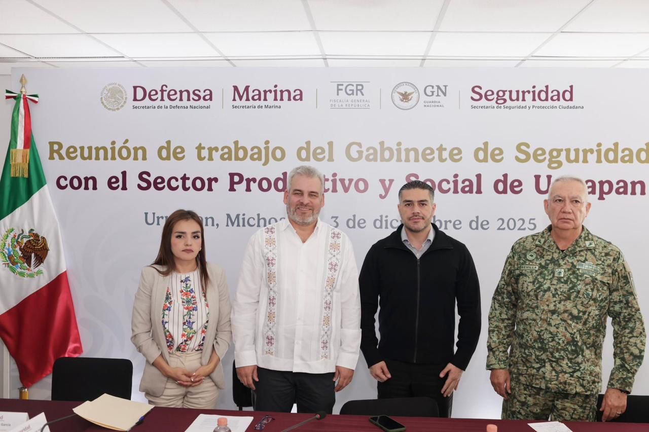 Harfuch y Ramírez Bedolla encabezan reunión de seguridad en región Uruapan