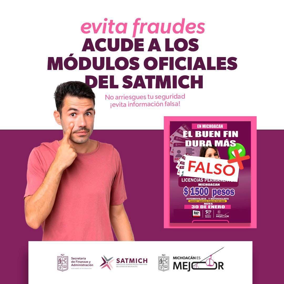 ¡Evita fraudes! Visita solo las páginas del Gobierno de Michoacán o módulos oficiales