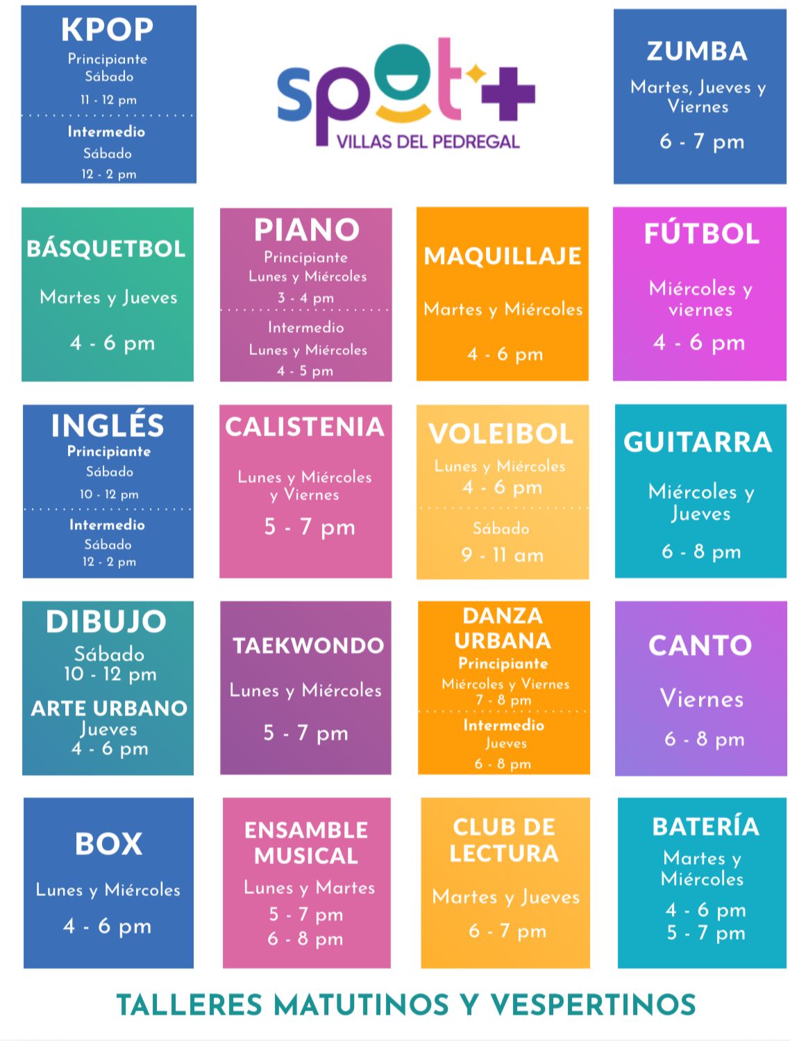 Centros Spots invitan a inscribirse en sus talleres