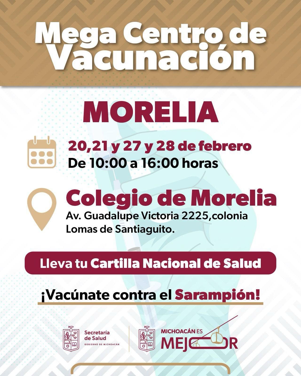 SSM arranca hoy jornada masiva de vacunación contra el sarampión en Morelia