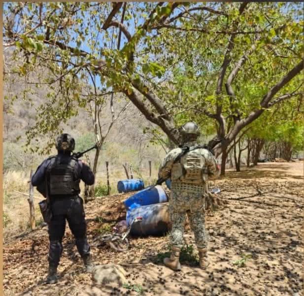 Defensa y Guardia Civil desactivan cuatro explosivos tipo mina, en brecha de Apatzingán